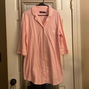 Cute and comfy button up sleep shirt. Pink and white pin stripe. Worn 1 time.